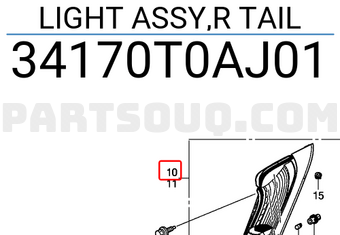 Honda 34170T0AJ01 LIGHT ASSY,R TAIL