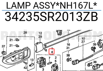 Honda 34235SR2013ZB LAMP ASSY*NH167L*