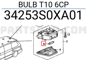 Honda 34253S0XA01 BULB T10 6CP