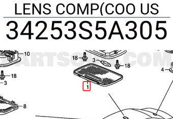 Honda 34253S5A305 LENS COMP(COO US