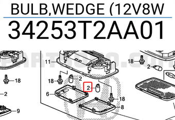 Honda 34253T2AA01 BULB,WEDGE (12V8W