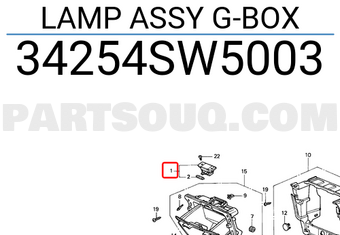 Honda 34254SW5003 LAMP ASSY G-BOX