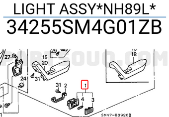 Honda 34255SM4G01ZB LIGHT ASSY*NH89L*