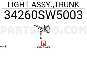 Honda 34260SW5003 LIGHT ASSY.,TRUNK