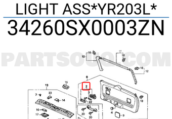 Honda 34260SX0003ZN LIGHT ASS*YR203L*