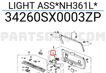 Honda 34260SX0003ZP LIGHT ASS*NH361L*