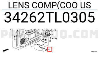 Honda 34262TL0305 LENS COMP(COO US