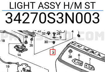 Honda 34270S3N003 LIGHT ASSY H/M ST