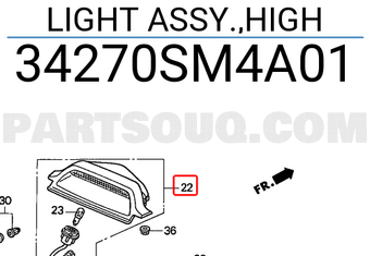Honda 34270SM4A01 LIGHT ASSY.,HIGH