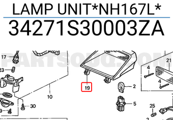 Honda 34271S30003ZA LAMP UNIT*NH167L*