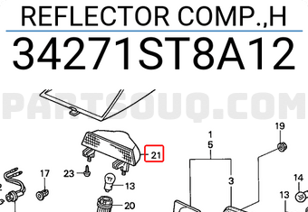 Honda 34271ST8A12 REFLECTOR COMP.,H