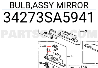 Honda 34273SA5941 BULB,ASSY MIRROR