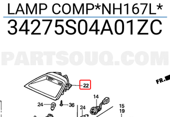 Honda 34275S04A01ZC LAMP COMP*NH167L*