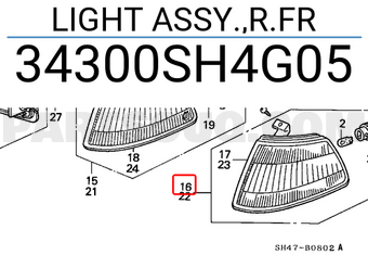Honda 34300SH4G05 LIGHT ASSY.,R.FR