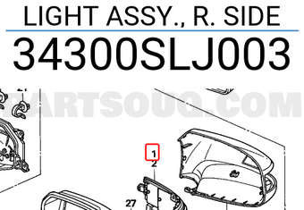Honda 34300SLJ003 LIGHT ASSY., R. SIDE