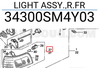 Honda 34300SM4Y03 LIGHT ASSY.,R.FR