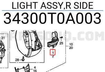 Honda 34300T0A003 LIGHT ASSY,R SIDE