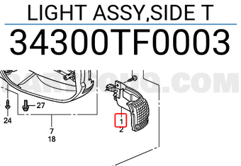 Honda 34300TF0003 LIGHT ASSY,SIDE T