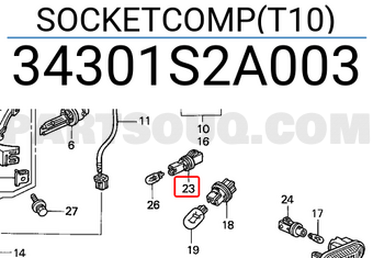 Honda 34301S2A003 SOCKETCOMP(T10)