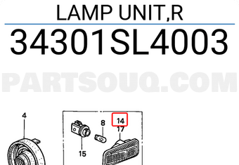 Honda 34301SL4003 LAMP UNIT,R