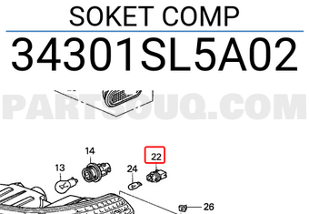 Honda 34301SL5A02 SOKET COMP