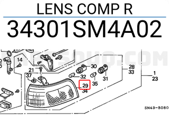 Honda 34301SM4A02 LENS COMP R
