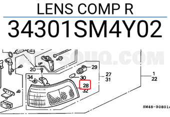 Honda 34301SM4Y02 LENS COMP R