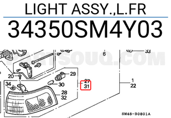 Honda 34350SM4Y03 LIGHT ASSY.,L.FR