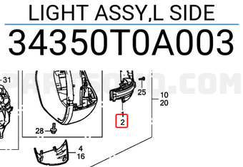 Honda 34350T0A003 LIGHT ASSY,L SIDE