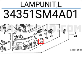 Honda 34351SM4A01 LAMPUNIT,L