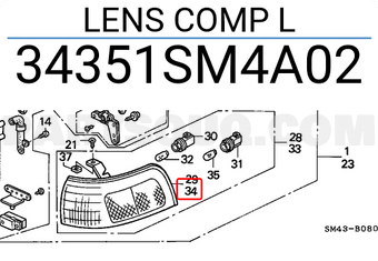 Honda 34351SM4A02 LENS COMP L