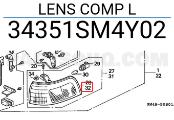 Honda 34351SM4Y02 LENS COMP L