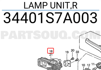 Honda 34401S7A003 LAMP UNIT,R