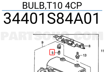 Honda 34401S84A01 BULB,T10 4CP