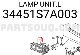 Honda 34451S7A003 LAMP UNIT,L