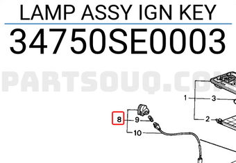 Honda 34750SE0003 LAMP ASSY IGN KEY