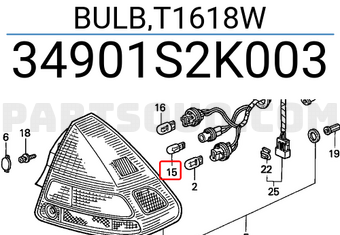 Honda 34901S2K003 BULB,T1618W