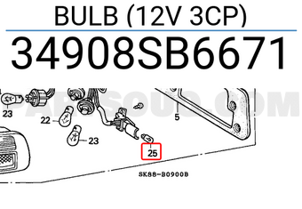 Honda 34908SB6671 BULB (12V 3CP)