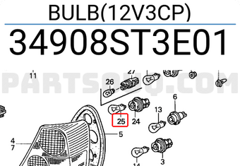 Honda 34908ST3E01 BULB(12V3CP)