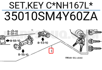 Honda 35010SM4Y60ZA SET,KEY C*NH167L*