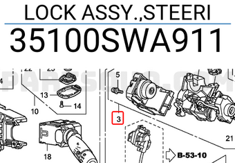 Honda 35100SWA911 LOCK ASSY.,STEERI