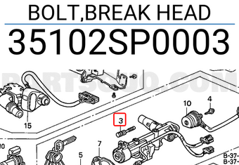 Honda 35102SP0003 BOLT,BREAK HEAD