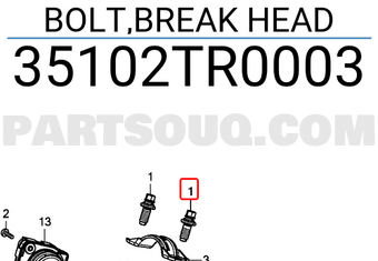 Honda 35102TR0003 BOLT,BREAK HEAD