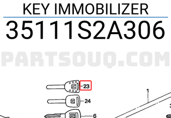 Honda 35111S2A306 KEY IMMOBILIZER