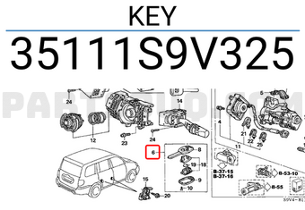 Honda 35111S9V325 KEY