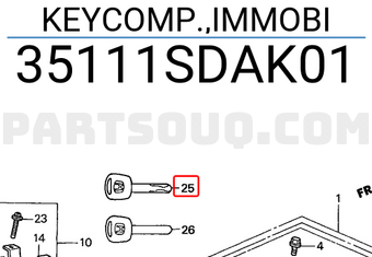 Honda 35111SDAK01 KEYCOMP.,IMMOBI
