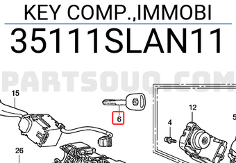 Honda 35111SLAN11 KEY COMP.,IMMOBI