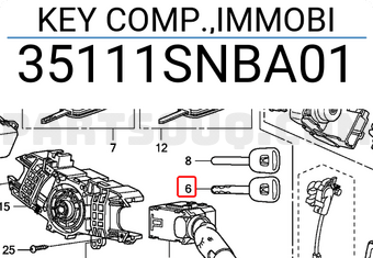 Honda 35111SNBA01 KEY COMP.,IMMOBI