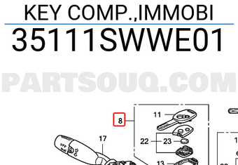 Honda 35111SWWE01 KEY COMP.,IMMOBI