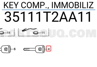 Honda 35111T2AA11 KEY COMP., IMMOBILIZ